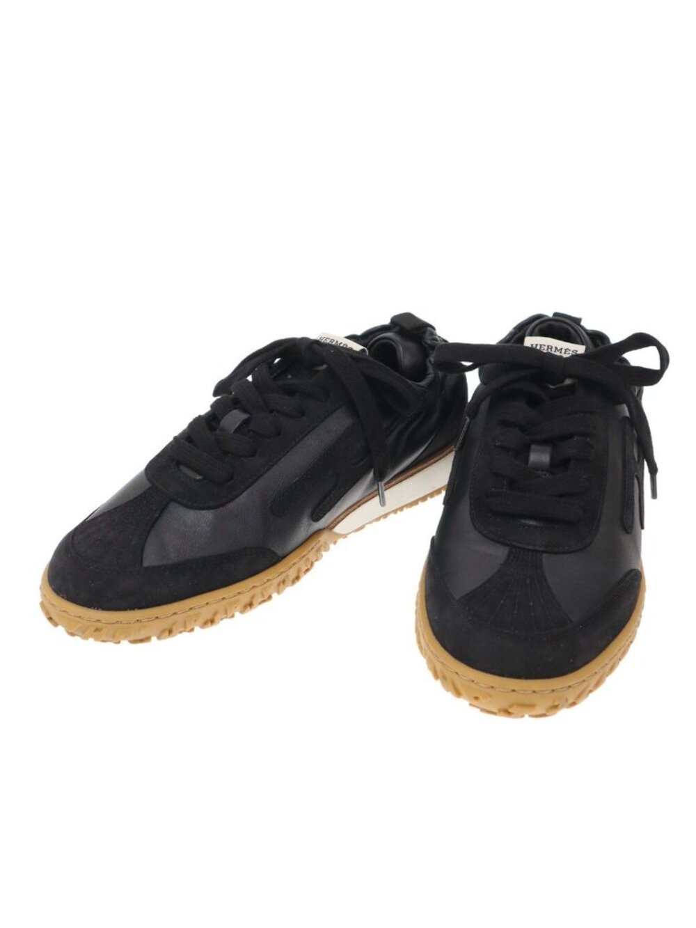 Hermes Jet H Logo Leather Sneakers Black